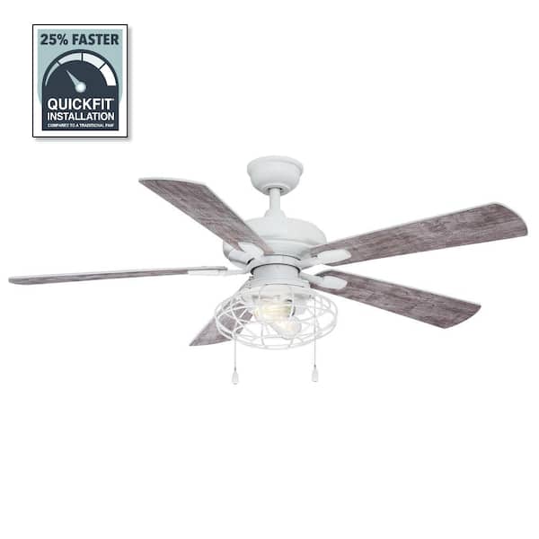 Home Decorators Collection Ellard 52 in. LED Matte White Ceiling Fan with Light Kit