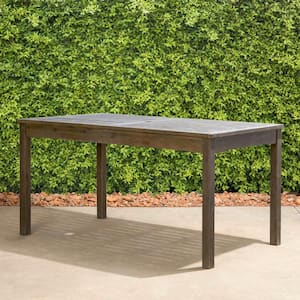 Grey-washed Rectangular Farmhouse Wood Outdoor Patio Dining Table for 6-Seaters