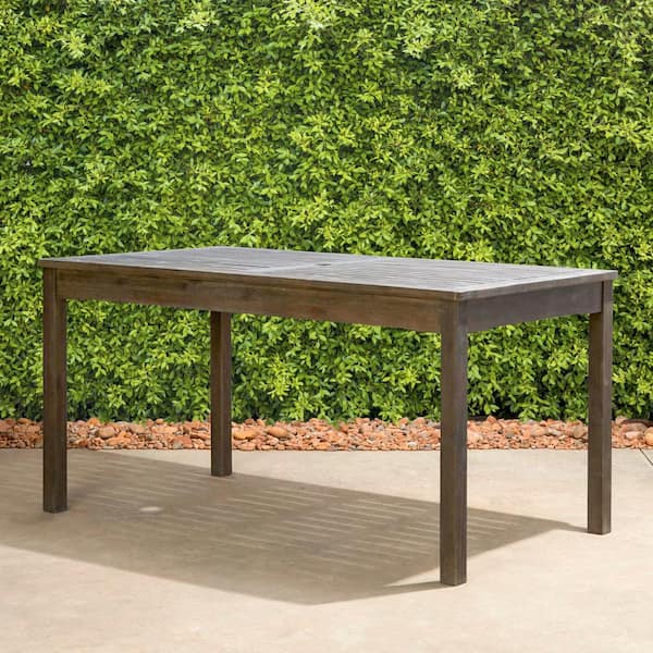 FORCLOVER Grey-washed Rectangular Farmhouse Wood Outdoor Patio Dining Table for 6-Seaters