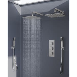 ZenithRain Shower System 8-Spray 12 in. Dual Wall Mount Fixed and Handheld Shower Head 2.5 GPM in Brushed Nickel