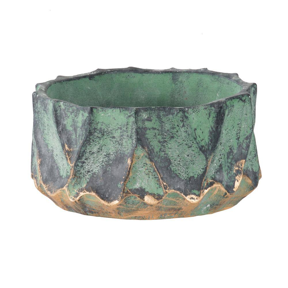 A & B Home Green, Gold Concrete PlanterD8615 The Home Depot