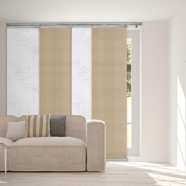 EMOH Kalinda 48 in. - 88 in. W x 94 in. L Adjustable 4- Panel White Single Rail Panel Track with 23.5 in. Slates
