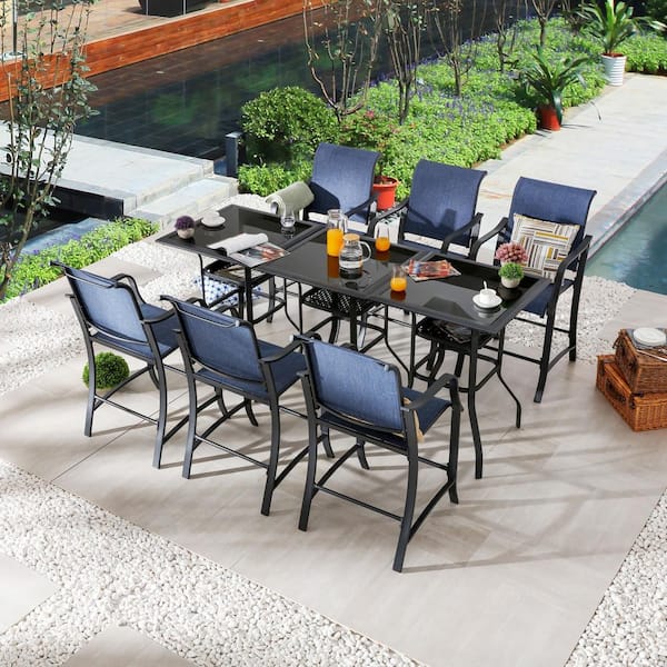 Patio Festival 9-Piece Metal Bar Height Outdoor Dining Set