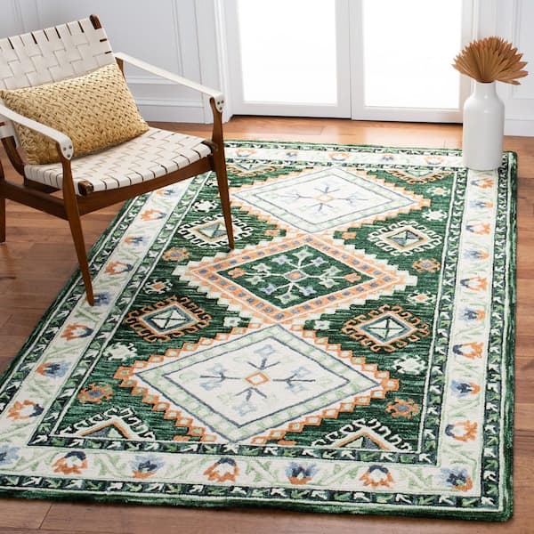 Aspen 4 ft. x 6 ft. Green/Ivory Oriental Area Rug