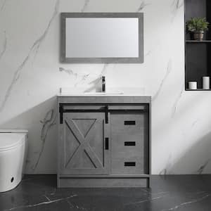 Wonline 35.43 in. W x 17.72 in. D x 33.5 in. H Single Sink Bathroom Vanity in Dark Grey with Vanity Top and Mirror