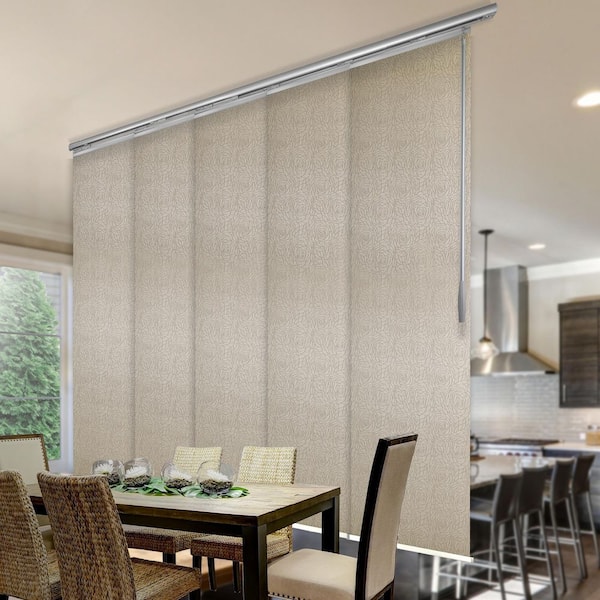 FINE FIXTURES Azalea 58 in. - 110 in. W x 94 in. L Adjustable 5- Panel White Single Rail Panel Track with 23.5 in. Slates