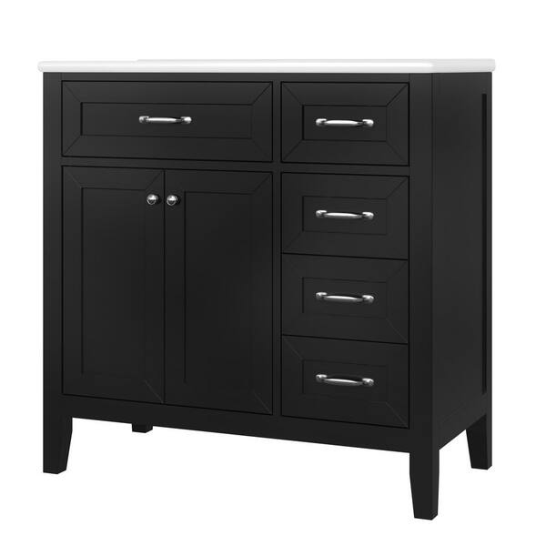 36 in. W x 18.3 in. D x 35.7 in. H Black Single Sink Solid Frame