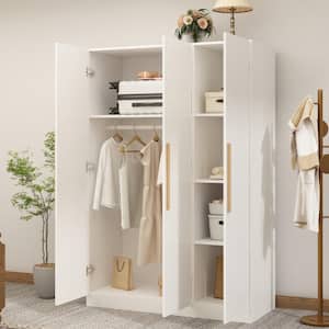 White Kids 3 Doors Armoires Wardrobe with Hanging Rod and Storage Shelves (70.8 in. H x 47.2 in. W x 19.7 in. D)