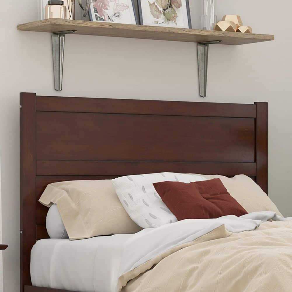 Full Noho Headboard Walnut - AFI: Wood Frame Mounted, USB Port, Charging Station, Spot Clean ( Has some Scratches)