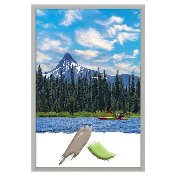 Amanti Art Silver Leaf Wood Picture Frame Opening Size 24 x 36 in.