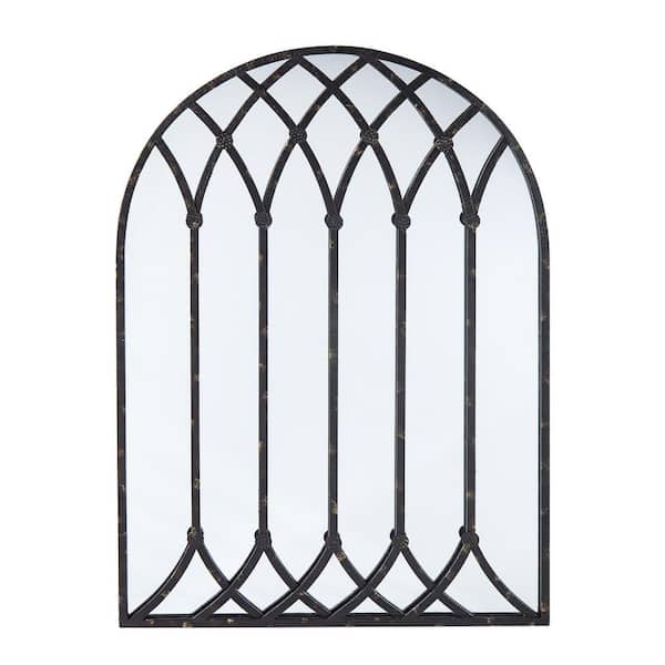 SEI FURNITURE Chalfin 30 in. W x 41.75 in. H Arch Iron Farmhouse Framed Black Decorative Wall Mounted Mirrors