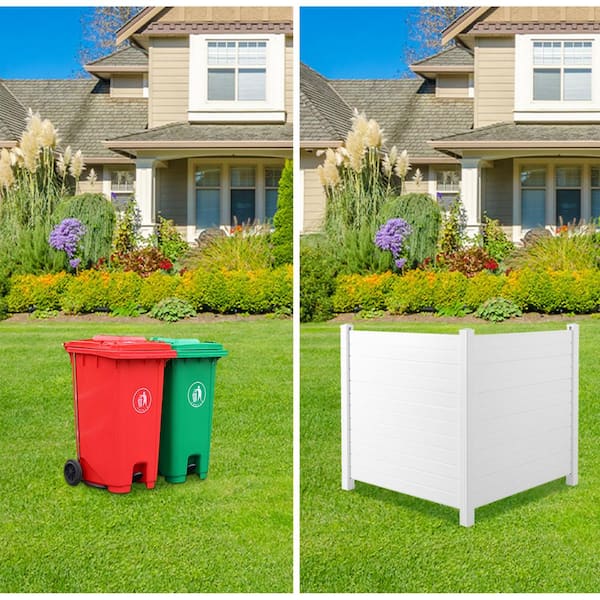 GOGEXX 50 in. x 50 in. Vinyl Privacy Fence Screen Panels Kit For Air Conditioner Trash Can Enclosure In White (2-Panels)