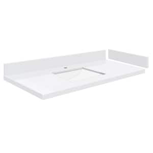 Silestone 43.25 in. W x 22.25 in. D Quartz White Rectangular Single Sink Vanity Top in Miami White