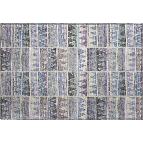 Mayfield Premium Machine Washable Abstract AMF2205 Lavender 2 ft. x 3 ft. Accent Rug