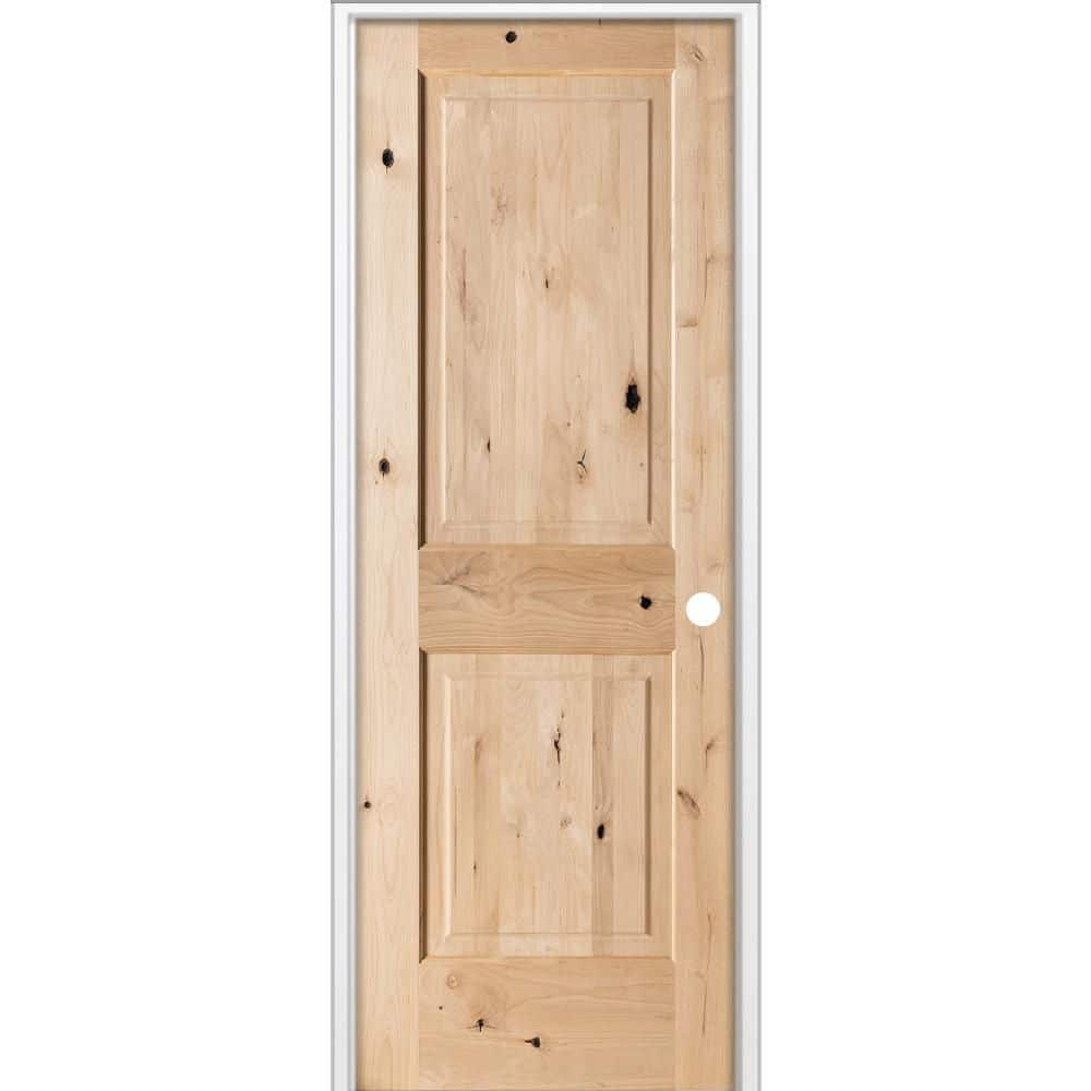 28 in. x 80 in. Rustic Knotty Alder 2-Panel Square Top Left-Hand Single Unfinished Wood Prehung Interior Door price history on PriceWatchPro