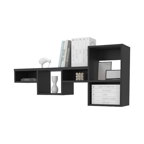 Beautiful 47.2 in. W x 9.9 in. D Black MDF Decorative Wall Shelf with 5-Shelves