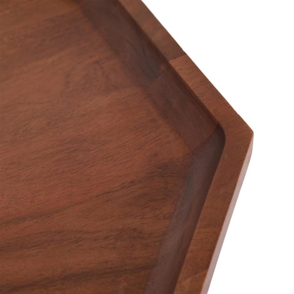 Kate and Laurel Thorpe Walnut Brown Octagon Wood Decorative Tray
