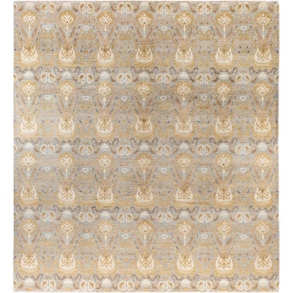 Ikat Gray 9 X 12 Hand-Knotted Wool Silk Indoor Area Rug price history on PriceWatchPro