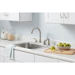 Builders 2-Handle Standard Kitchen Faucet with Sprayer in Stainless Steel