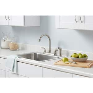Builders Double Handle Standard Kitchen Faucet with Side Sprayer in Stainless Steel