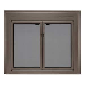 Uniflame Medium Logan Oil Rubbed Bronze Cabinet-style Fireplace Doors with Smoke Tempered Glass