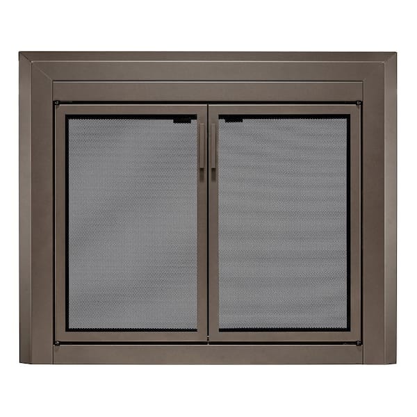 UniFlame Uniflame Medium Logan Oil Rubbed Bronze Cabinet-style Fireplace Doors with Smoke Tempered Glass