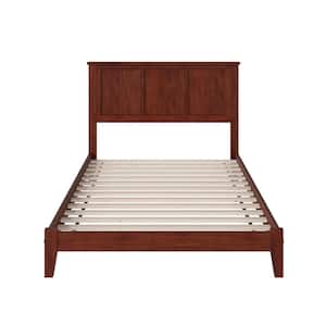 Madison Walnut Full Solid Wood Frame Low Profile Platform Bed with Attachable USB Device Charger