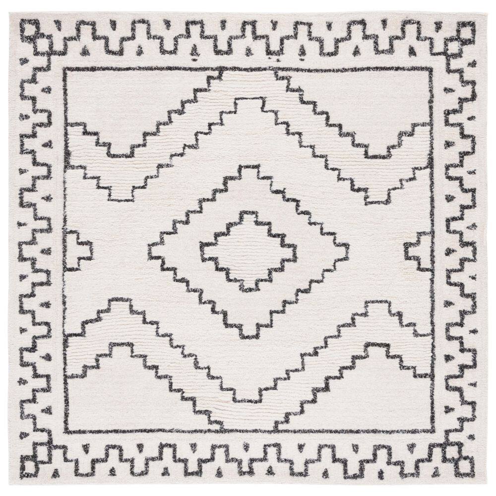 SAFAVIEH Casablanca Ivory/Black 6 ft. x 6 ft. Border Moroccan Square
