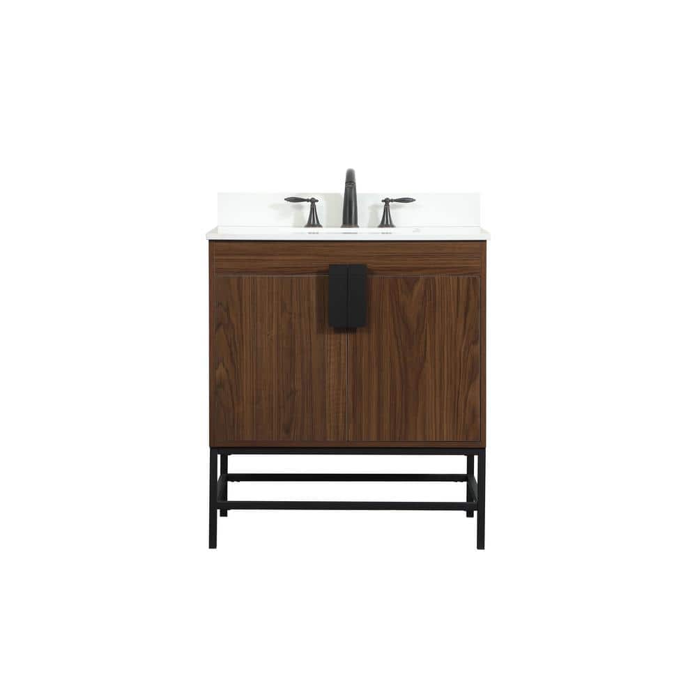 Simply Living 30 in. W x 19 in. D x 33.5 in. H Bath Vanity in Walnut with I
