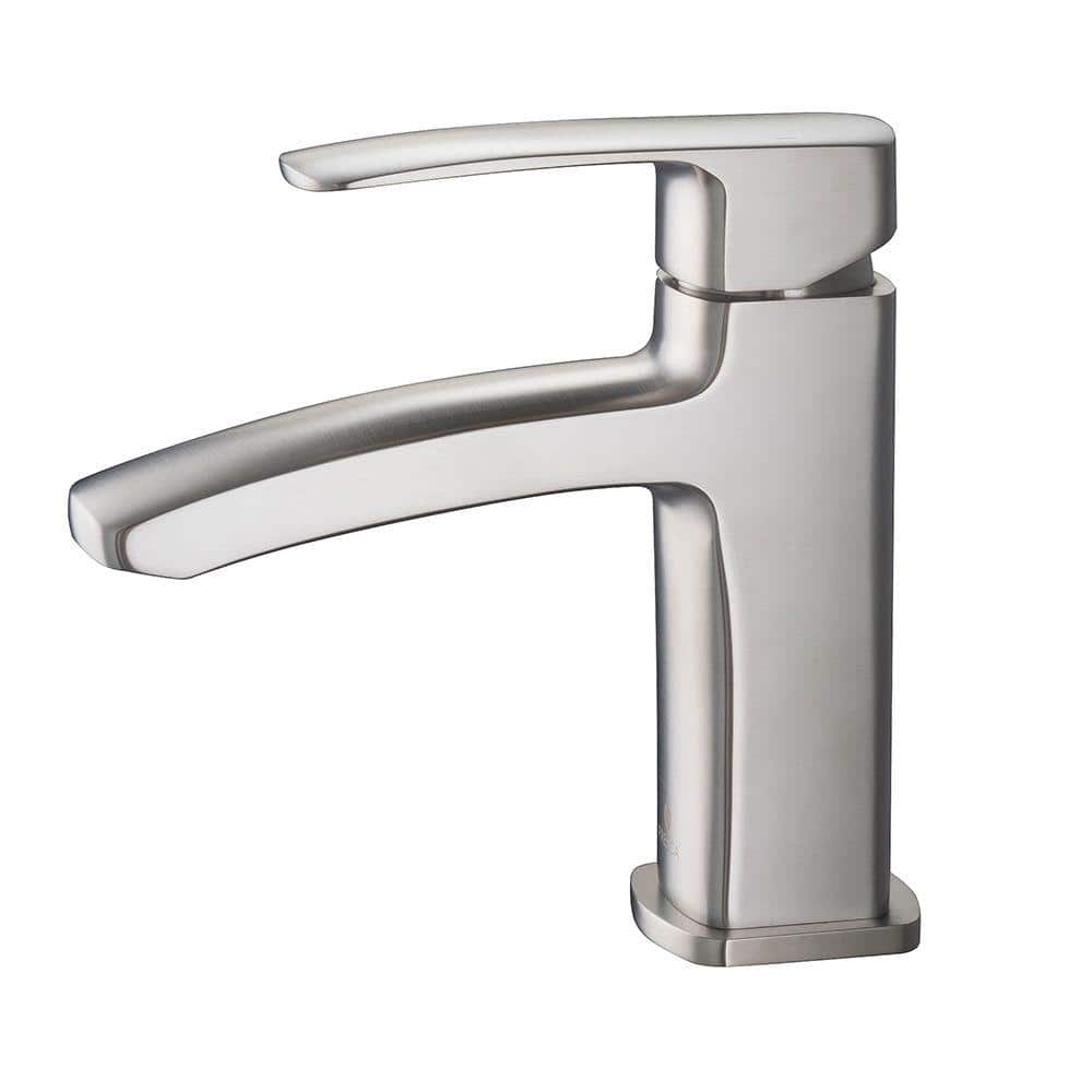 Brushed Nickel Single Hole Modern Bathroom Faucet