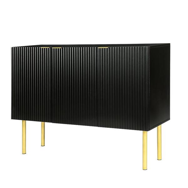 47 in. W x 17 in. D x 37 in. H in Black Particle Board Assemble Upper Pantry Kitchen Cabinet with Gold Metal Legs