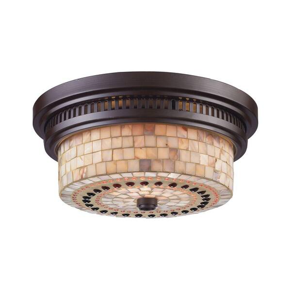 Titan Lighting Chadwick 2-Light Oiled Bronze Ceiling Mount Flushmount