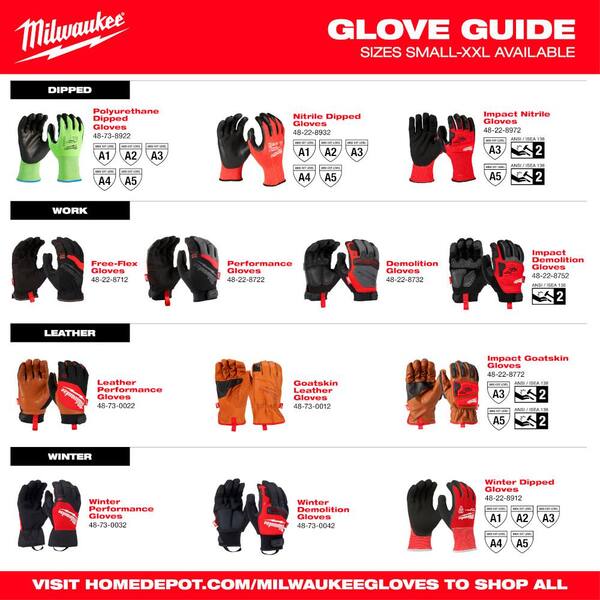 Milwaukee 48-22-8712W SmartSwipe Free-Flex Durable Large Work Gloves 2 PAIR 