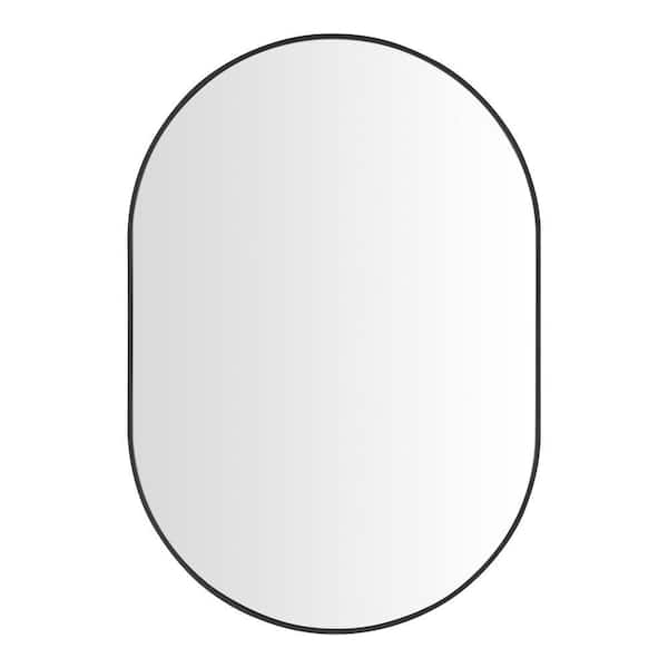 Medium Modern Oval Black Framed Mirror (22 in. W x 32 in. H)