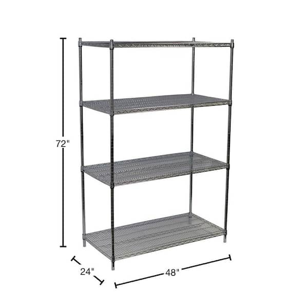 Metro Super Adjustable 2 Wire Shelving - 5-Shelf Unit, Stainless Steel (48  X 74 X 24D)