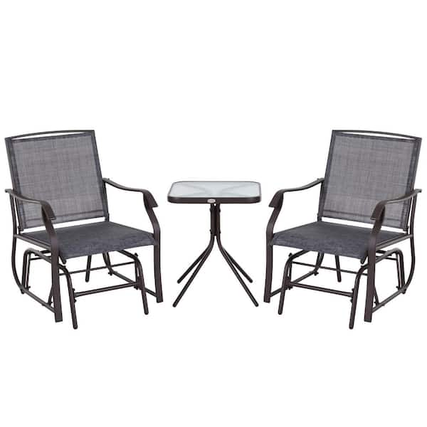 3-Piece Metal Patio Conversation Set with Glider Chairs & Middle Table