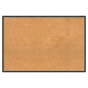 Theo Black Silver Narrow Wood Framed Natural Corkboard 37 in. x 25 in. Bulletin Board Memo Board