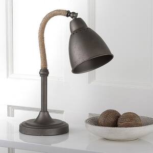 Naldo 19.5 in. Dark Grey Adjustable Table Lamp with Grey Shade