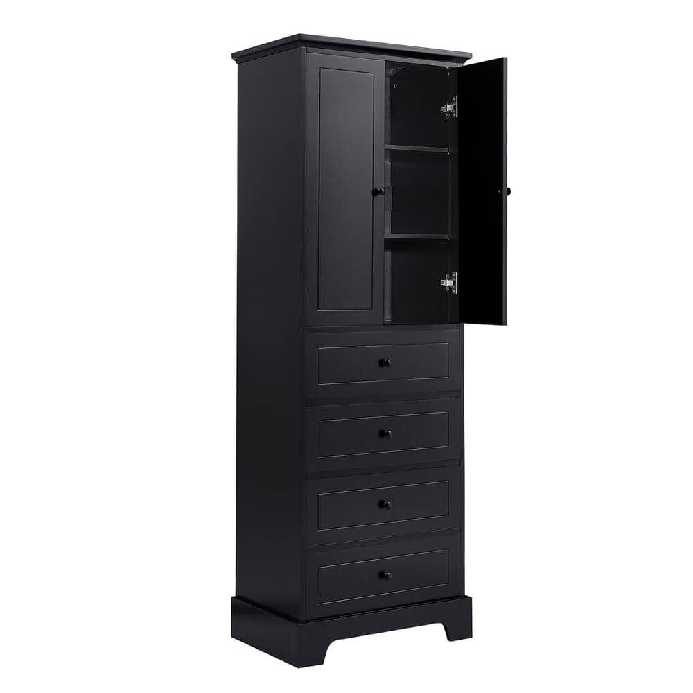 23.6 in. W x 15.7 in. D x 68.1 in. H Bathroom Black Linen Cabinet 2023 ...