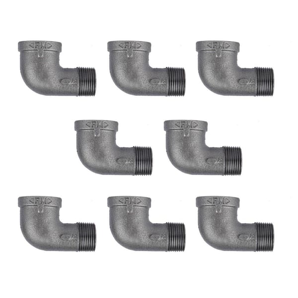 PIPE DECOR 1/2 in. Black Iron 90 Degree Street Elbow Fitting (8-Pack)