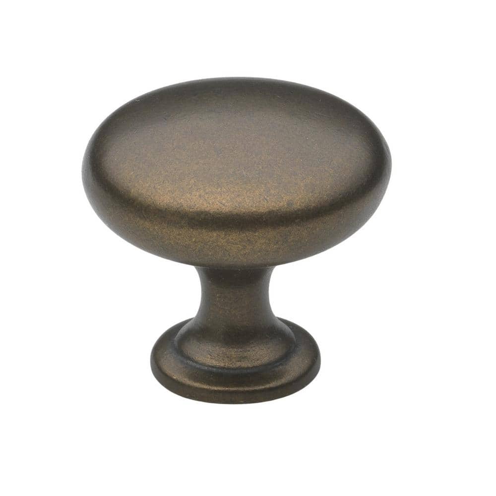 GlideRite 1-1/8 in. Dia Antique Brass Classic Round Cabinet Knob (10-Pack)  5411-AB-10 - The Home Depot