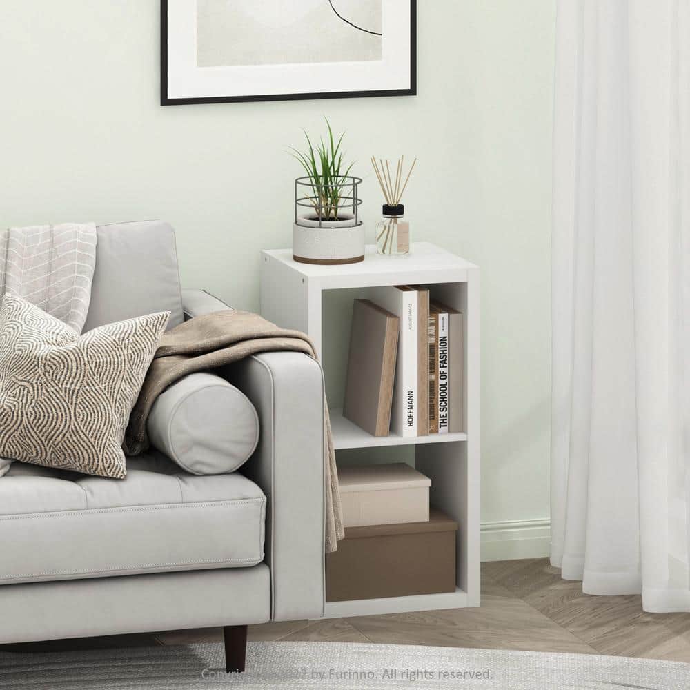 White Wood 2-Cube Open Back Storage Organizer
