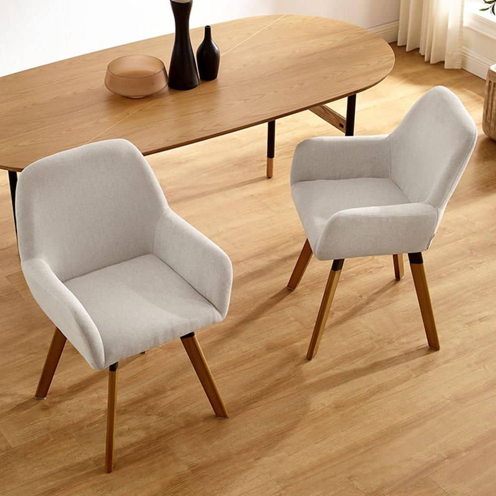 Kacy Off White Fabric Swivel Accent Arm Chair (Set of 2)