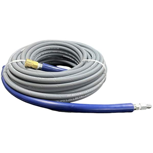 Pressure-Pro 3/8 ft. x 100 ft. Gray Pressure Washer Replacement Hose, Non-Marking with Quick Disconnects