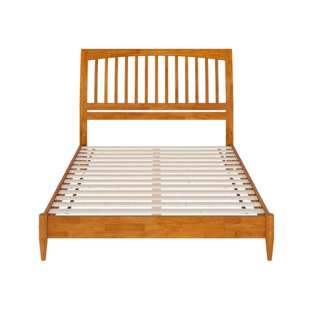 Orleans Queen Light Toffee Wood Platform Bed with Slatted Headboard