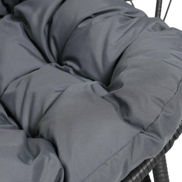 タン Siavonce Dark Gray Wicker Outdoor Patio Egg Chair Indoor Basket