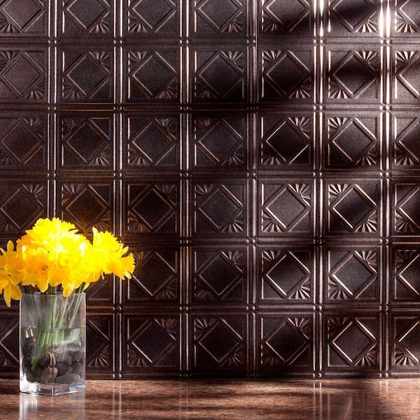 18 in. x 24 in. Traditional # 4 Vinyl Backsplash Panel in Smoked Pewter (Pack of 5)