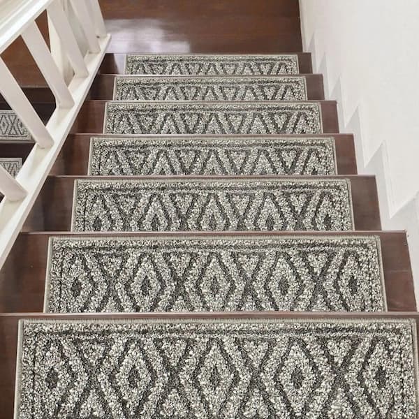 Dean Carpet Stair Treads/Runners/Mats/Step Covers - Dark Gray Ribbed Indoor/Outdoor Non-Skid Slip Resistant Rugs