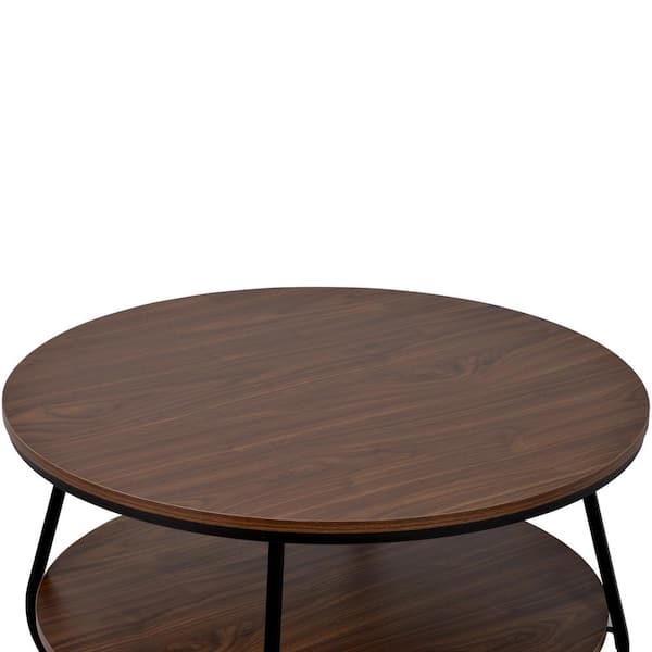 Unbranded 31.5 in. Brown Round Modern Coffee Table Cocktail Table Industrial Design with Crossed Leg for Livingroom