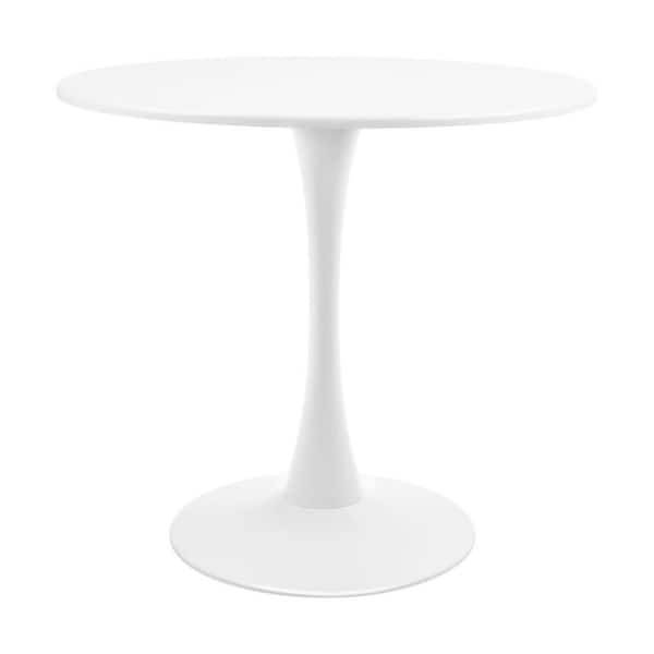 YIYIBYUS 31.5 in. Modern White Round Wood Top Dining Table